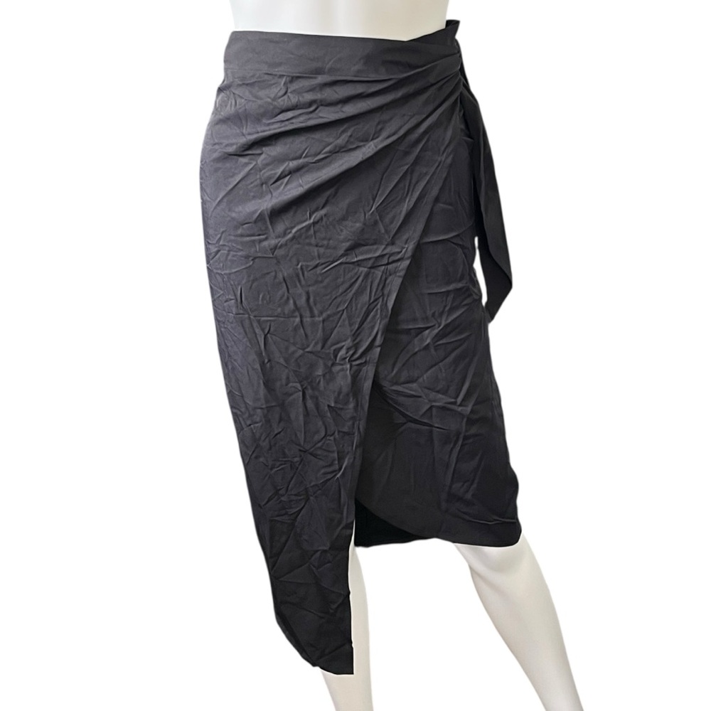 A Day Black Wrap Skirt Knee Length Cover Up Capsule Neutral Womens Size XS